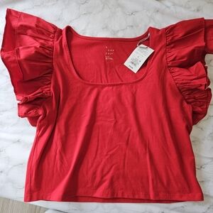 NWT Target Brand Short Flutter Sleeve Blouse Size LARGE